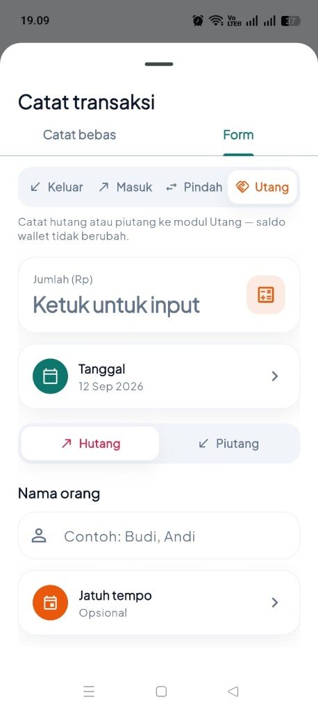 Layar catat transaksi DomPath di Android